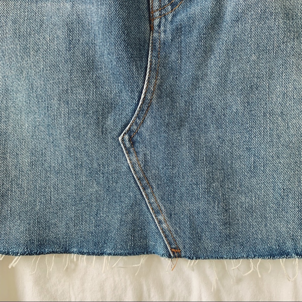 Topshop Distressed Raw Hem Denim Mini Skirt - Picture 6 of 6